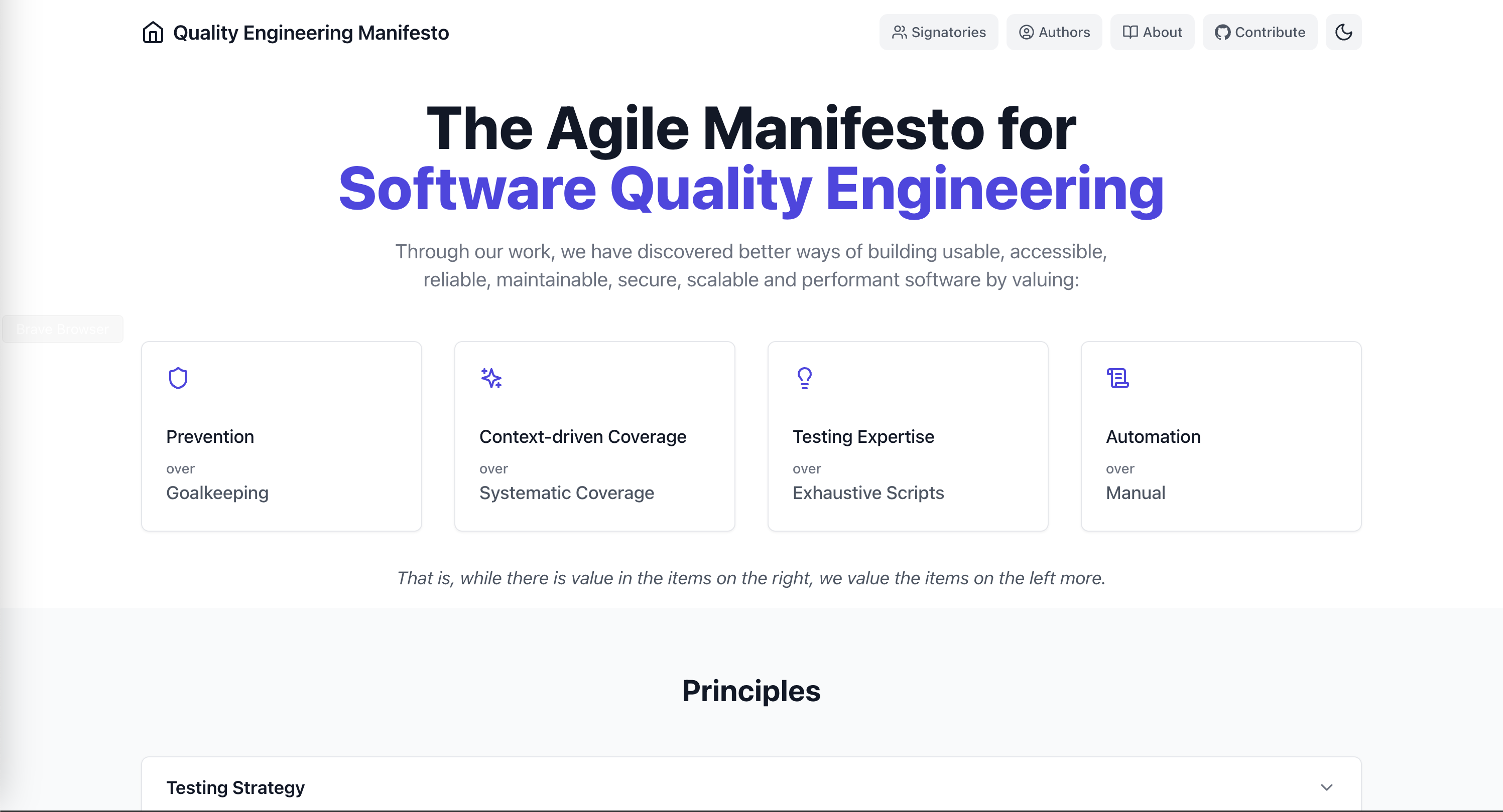 Quality Engineering Manifesto